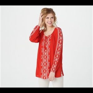 Susan Graver boho peasant blouse tunic 2x | 3x SLIMMING !!!!